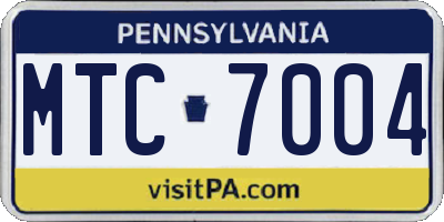 PA license plate MTC7004