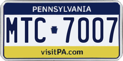 PA license plate MTC7007