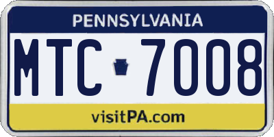 PA license plate MTC7008