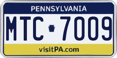 PA license plate MTC7009