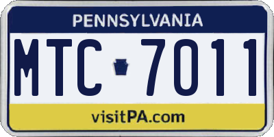 PA license plate MTC7011