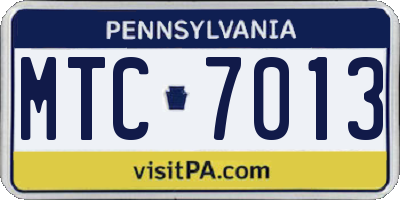 PA license plate MTC7013