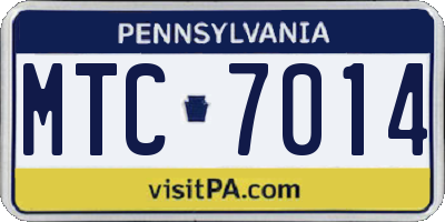 PA license plate MTC7014