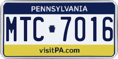 PA license plate MTC7016