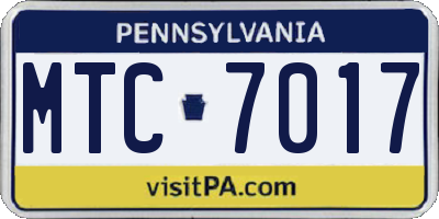 PA license plate MTC7017