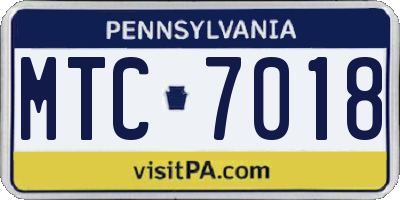 PA license plate MTC7018