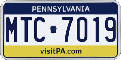 PA license plate MTC7019