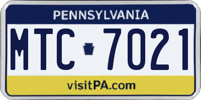 PA license plate MTC7021