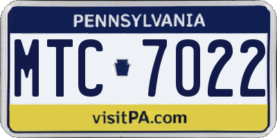 PA license plate MTC7022