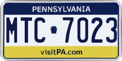 PA license plate MTC7023