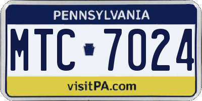 PA license plate MTC7024