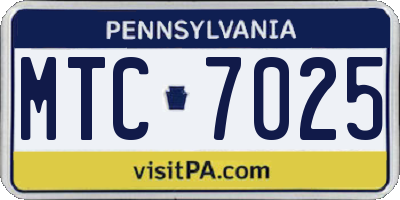 PA license plate MTC7025