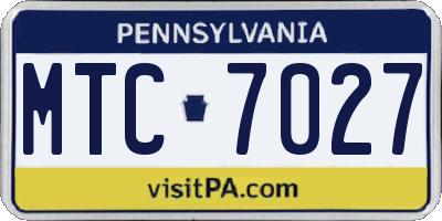 PA license plate MTC7027
