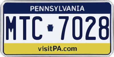 PA license plate MTC7028