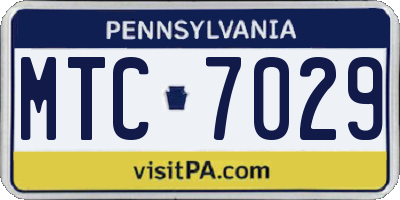 PA license plate MTC7029