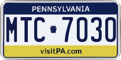 PA license plate MTC7030