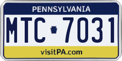 PA license plate MTC7031