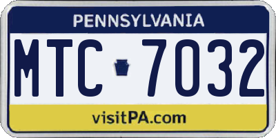 PA license plate MTC7032