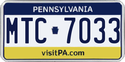 PA license plate MTC7033