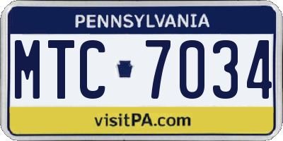 PA license plate MTC7034