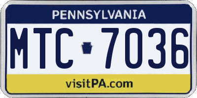 PA license plate MTC7036