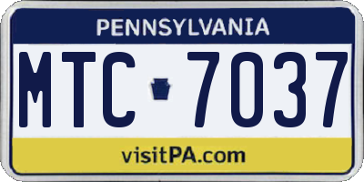 PA license plate MTC7037