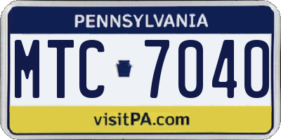 PA license plate MTC7040