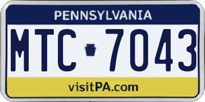 PA license plate MTC7043
