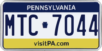 PA license plate MTC7044