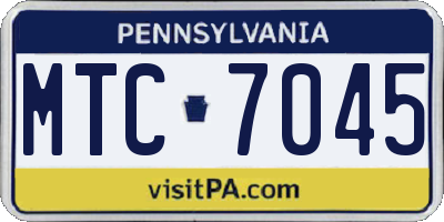 PA license plate MTC7045
