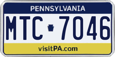 PA license plate MTC7046