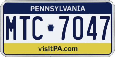 PA license plate MTC7047