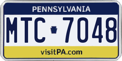 PA license plate MTC7048