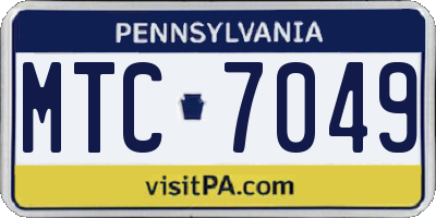 PA license plate MTC7049