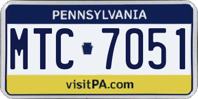 PA license plate MTC7051