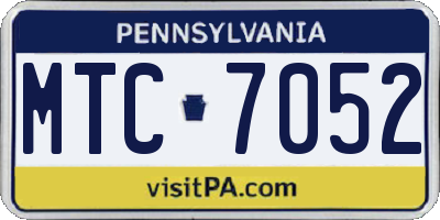 PA license plate MTC7052