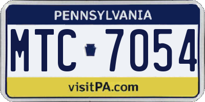 PA license plate MTC7054