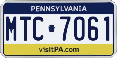 PA license plate MTC7061
