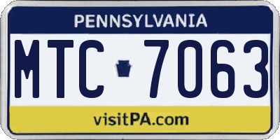 PA license plate MTC7063
