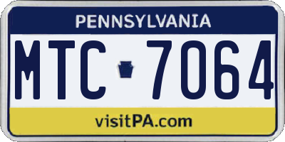 PA license plate MTC7064