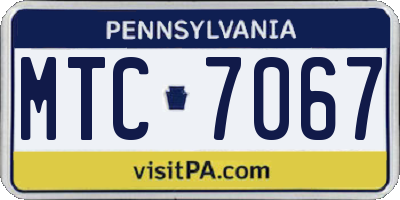 PA license plate MTC7067