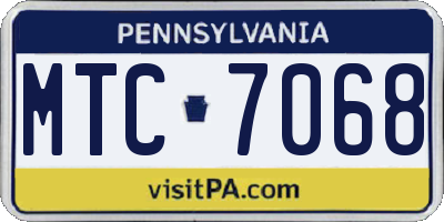 PA license plate MTC7068
