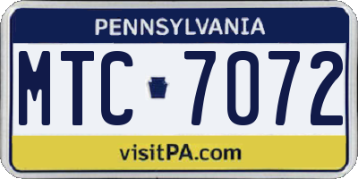 PA license plate MTC7072