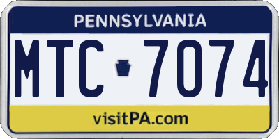 PA license plate MTC7074