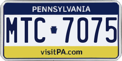 PA license plate MTC7075