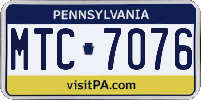 PA license plate MTC7076