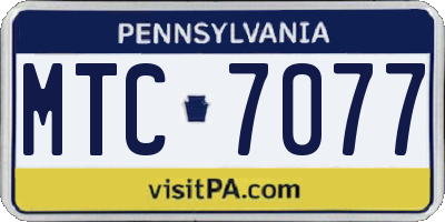 PA license plate MTC7077