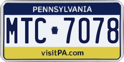 PA license plate MTC7078