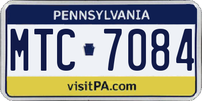 PA license plate MTC7084