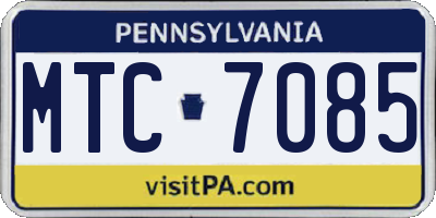 PA license plate MTC7085